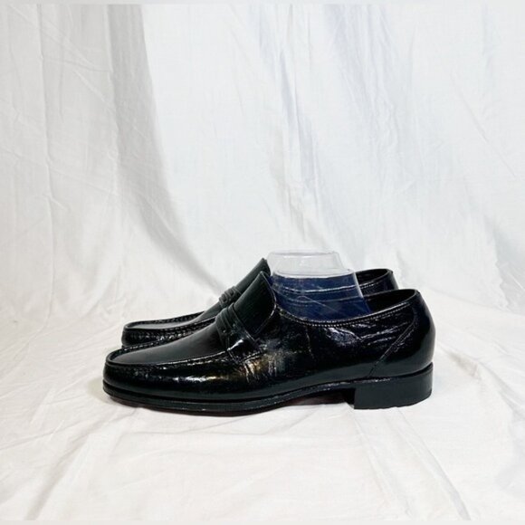 Florsheim Como Smooth Black Leather Moc Toe Strap Dress Loafers~11~ - Picture 4 of 7